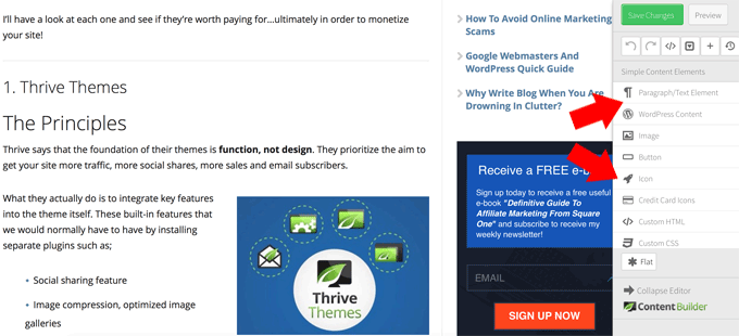 Thrive Content Builder and Landing Page
