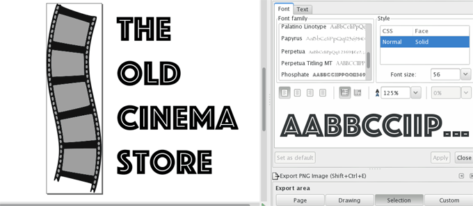 Inkscape example with a text