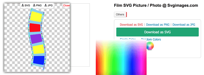 Film strip in random colour