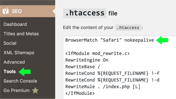 Yoast SEO edit .htaccess file