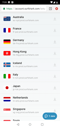 Surfshark VPN server countries