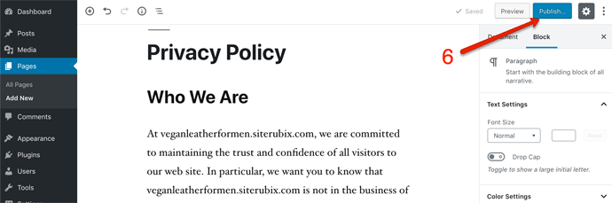 Privacy Policy Publish