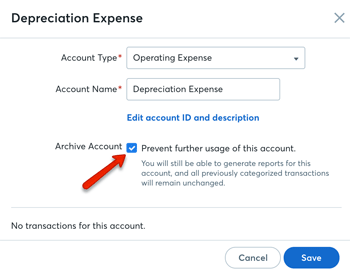 Delete (Archive) Expense Account