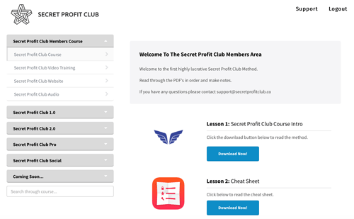 Secret Profit Club Dashboard