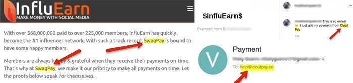 SwagPay CloutPay InfluEarn