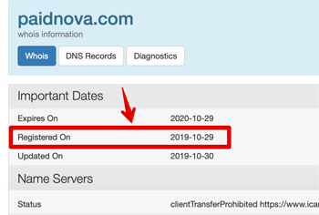 paidnova.com Registration Date