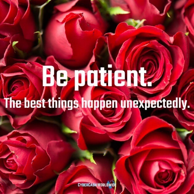 Be patient. The best things happen unexpectedly. 