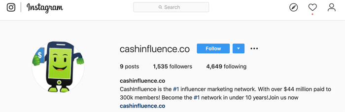 Cashinfluence Instagram