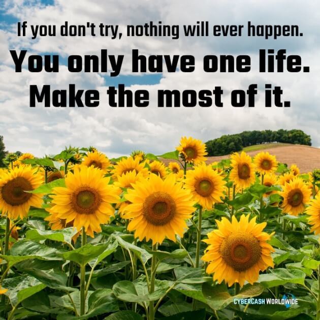 If you don't try, nothing will ever happen. You only have one life. Make the most of it. 