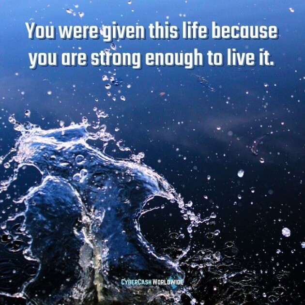 You were given this life because you are strong enough to live it. 