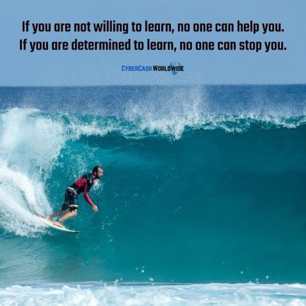 If you are not willing to learn, no one can help you. If you are determined to learn, no one can stop you.