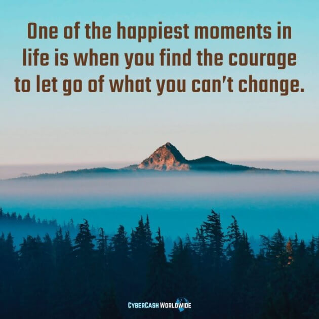 One of the happiest moments in life is when you find the courage to let go of what you can't change.