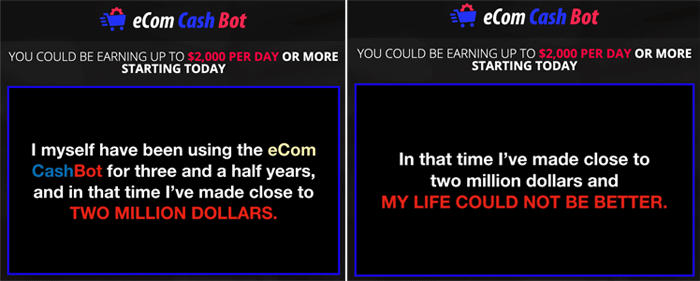 eCom Cash Bot False Income Claim