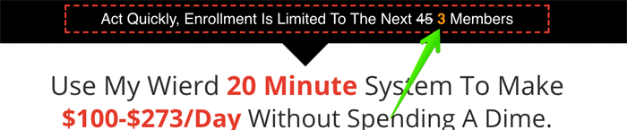 20 Minute Cash System Fake Scarcity