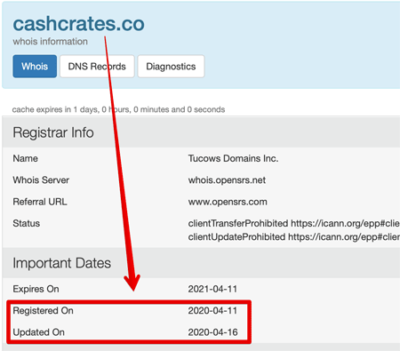 CashCrates Whois Lookup