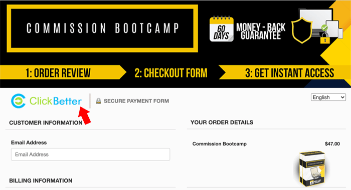 ClickBetter Order Page