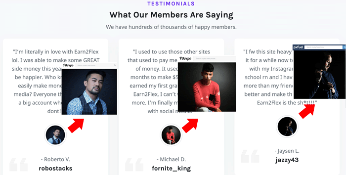 Earn2Flex Fake Testimonials