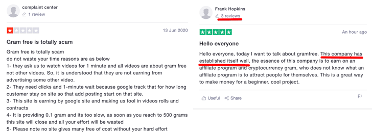 GramFree Reviews Trustpilot