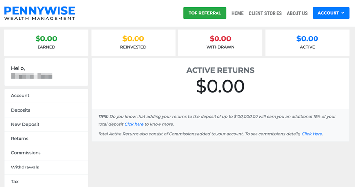 Pennywise Wealth Management Dashboard