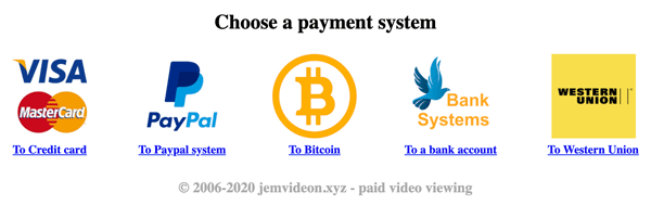 Videon Payment Options