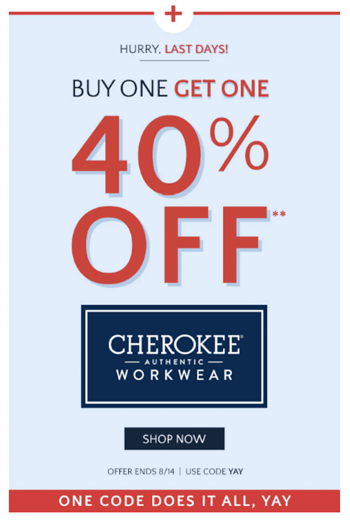 Cherokee Authentic wear promo deal