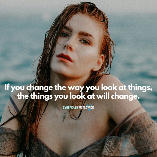 If you change the way you look at things, the things you look at will change.