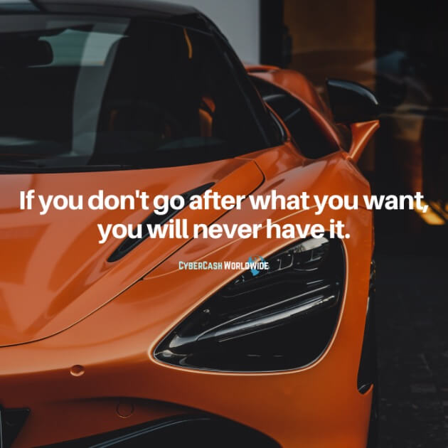 If you don't go after what you want, you will never have it.