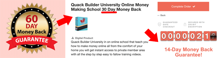 Quack Builder University Money Back Guarantee