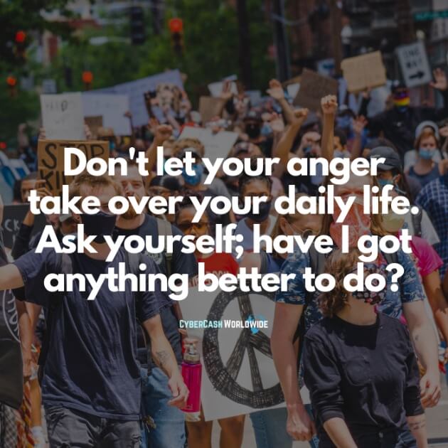 Don't let your anger take over your daily life. Ask yourself; have I got anything better to do?