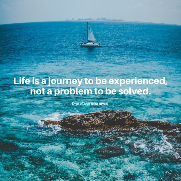 Life is a journey to be experienced, not a problem to be solved.