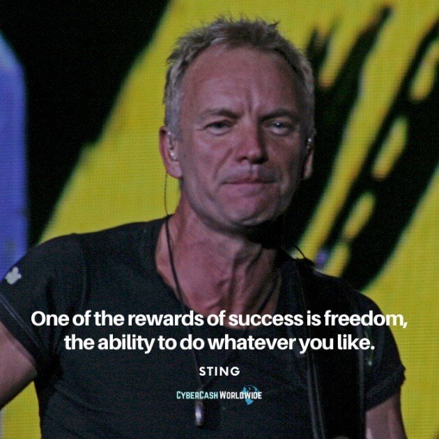 One of the rewards of success is freedom, the ability to do whatever you like. [Sting]