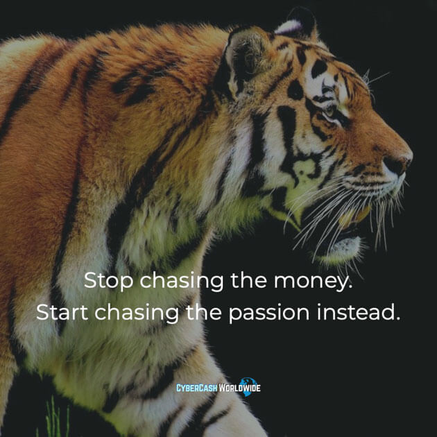 Stop chasing the money. Start chasing the passion instead.