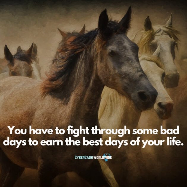 You have to fight through some bad days to earn the best days of your life.