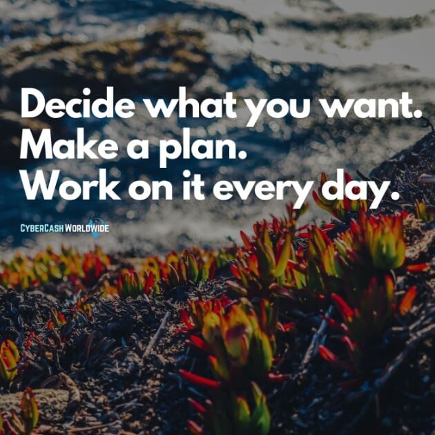 Decide what you want. Make a plan. Work on it every day.