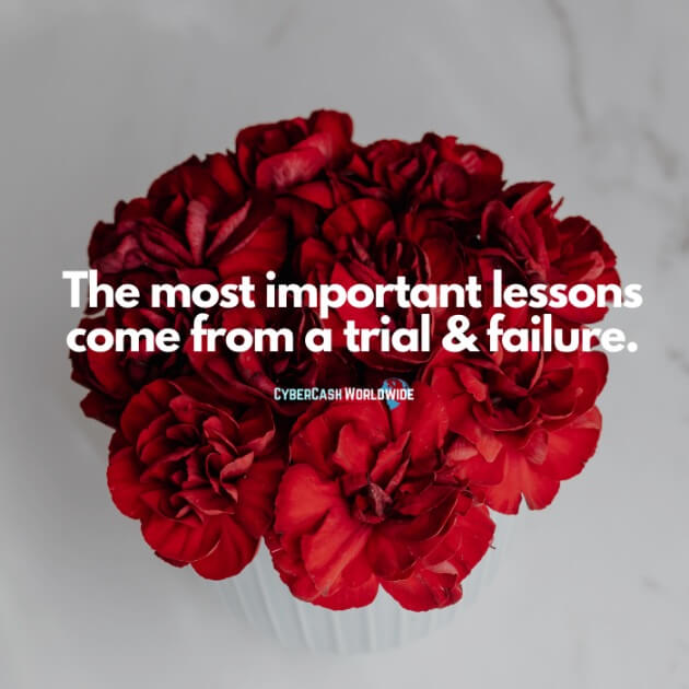 The most important lessons come from a trial & failure.