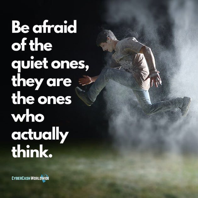 Be afraid of the quiet ones, they are the ones who actually think.