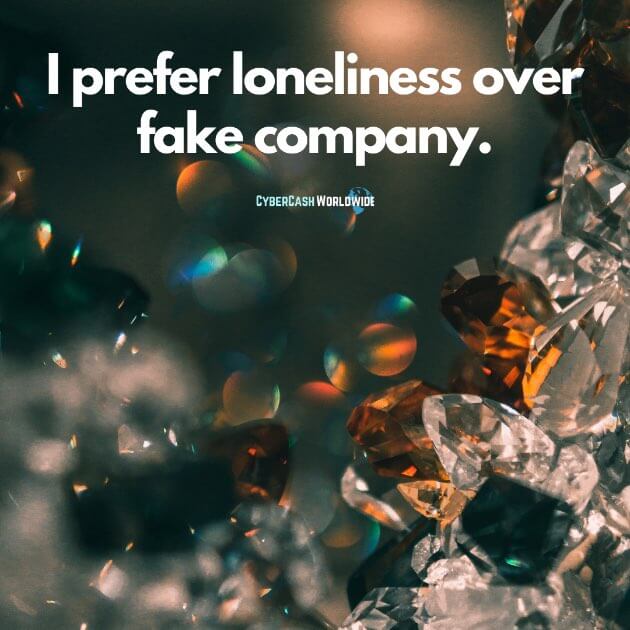 I prefer loneliness over fake company.