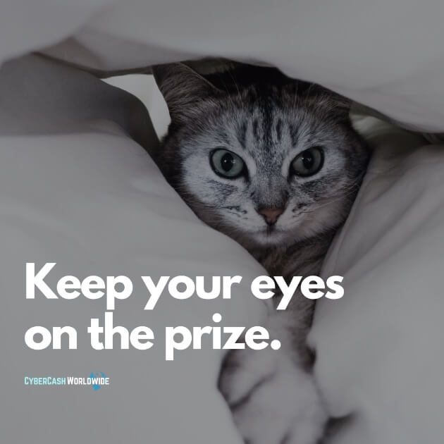 Keep your eyes on the prize.
