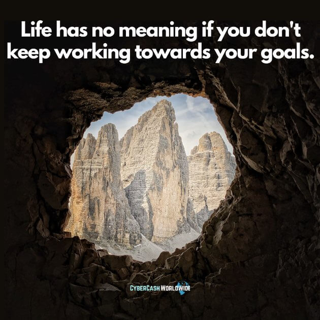 Life has no meaning if you don't keep working towards your goals.