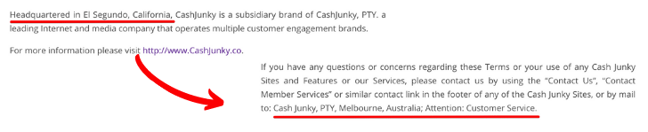 CashJunky Fake Addresses