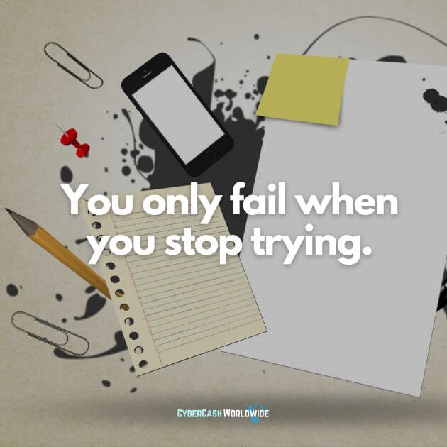 You only fail when you stop trying.