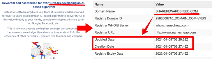 RewardsFeed Whois Registration