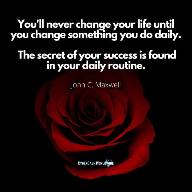 You'll never change your life until you change something you do daily. The secret of your success is found in your daily routine. [John C. Maxwell]