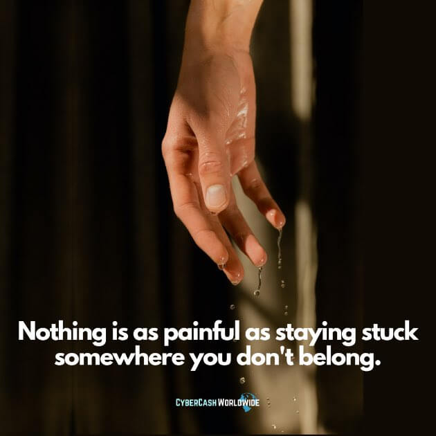 Nothing is as painful as staying stuck somewhere you don't belong.