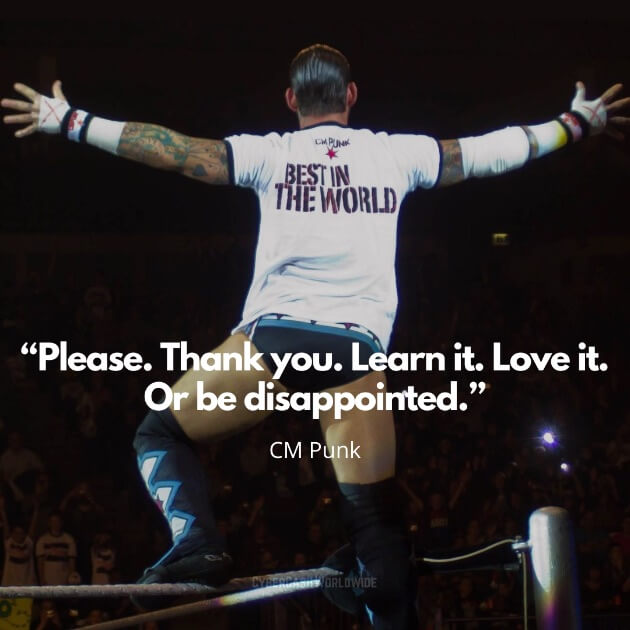 "Please. Thank you. Learn it. Love it. Or be disappointed." [CM Punk]