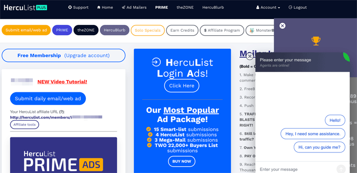 HercuList Members Dashboard Bad Usability