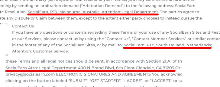 SocialEarn Fake Addresses