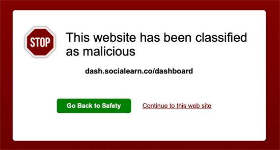 SocialEarn Dashboard Warning