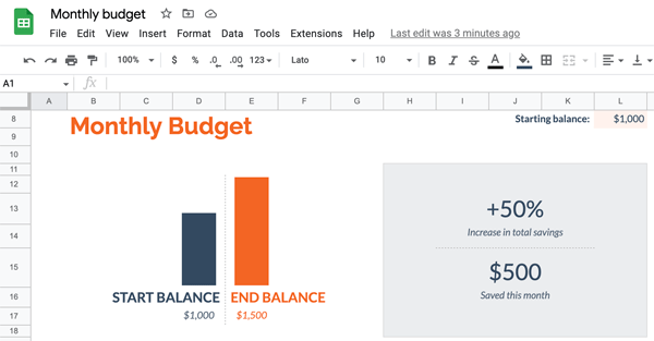 Google Sheets Monthly Budget