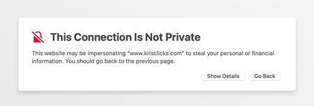 Kris Clicks Connection Not Private